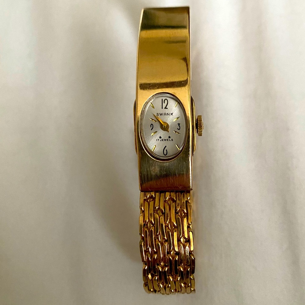 Vintage Swank Gold 12 KT GF 17 Jewels Bracelet Watch